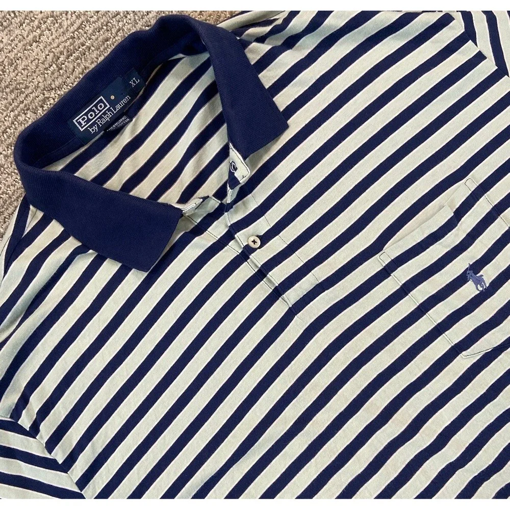 Polo Ralph Lauren Mens XL Green Blue Stripes Golf Rugby Preppy